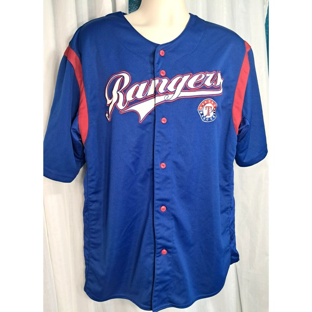 Stitches Mens Jersey Texas Rangers XL Button MLB Embroidered